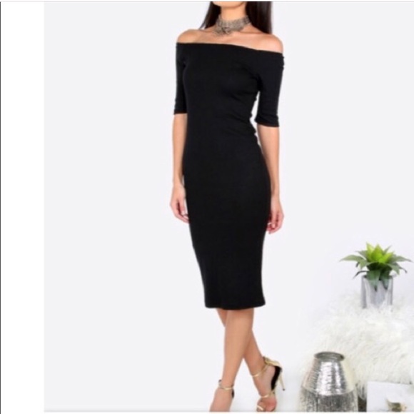 LAST ONE 🖤 Off The Shoulder Black Midi - Picture 4 of 5